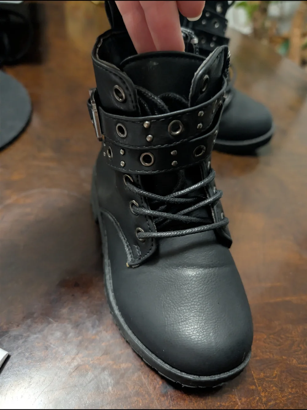 Mudd Black Kids Lace-Up Buckle Combat Boots